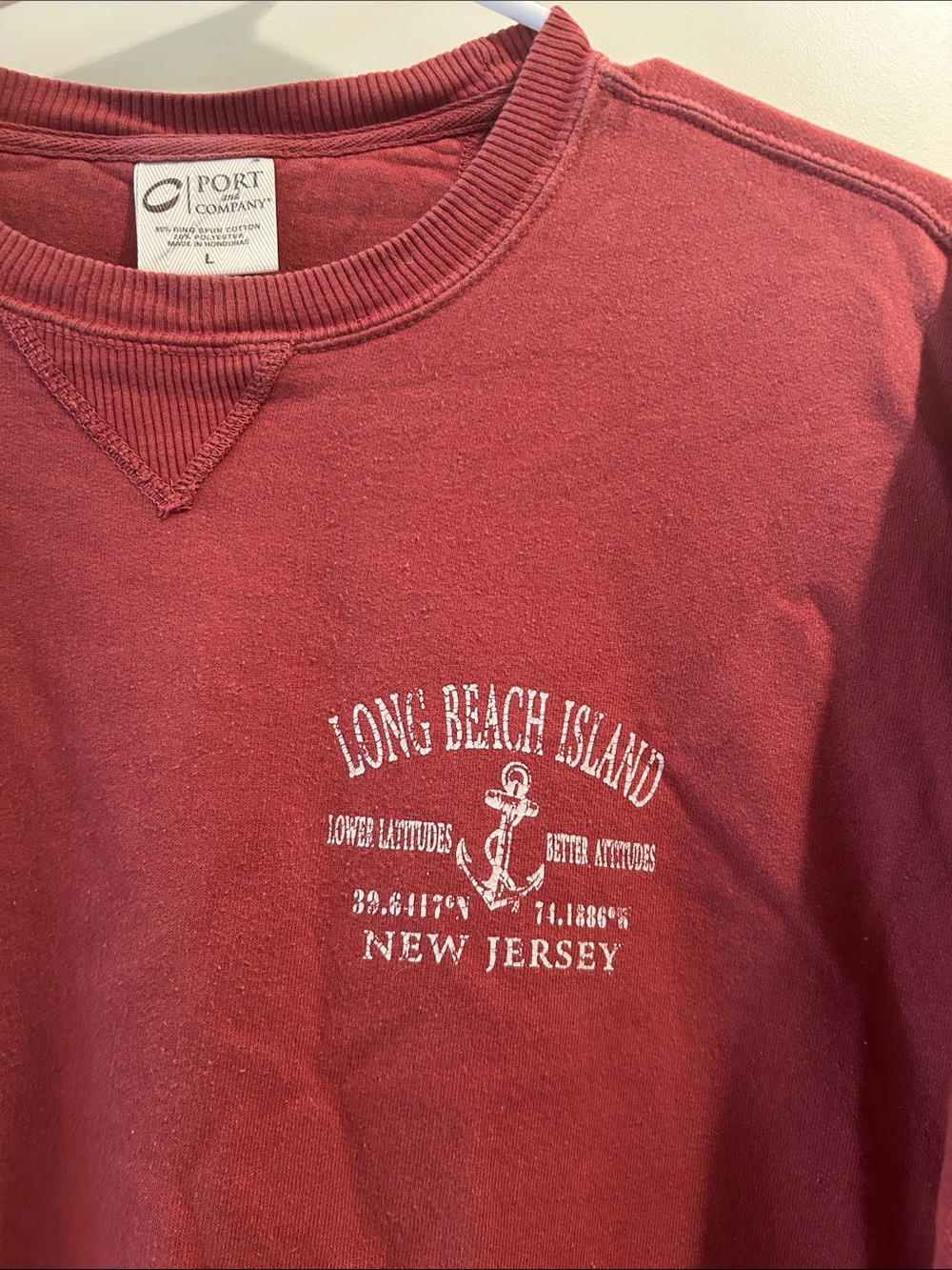 Port & Company Long Beach Island LBI New Jersey Graphic Crewneck Sweatshirt L